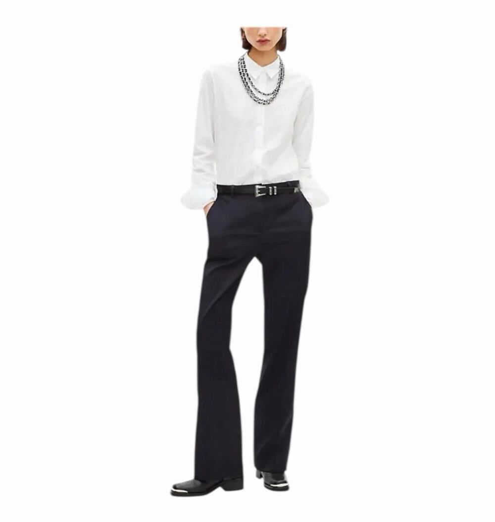 The Kooples Ramones Wide Leg Pants Black Size 38 US 6 NWT Tailored Sleek